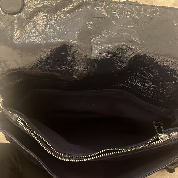 Zadig & Voltaire Navy Blue Crackled Patent Leather Rock Shoulder Bag - Picture 9 of 10